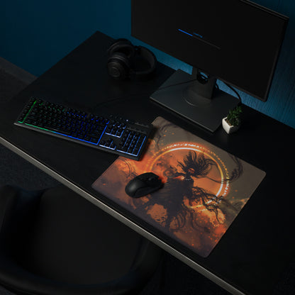 Gamer Mouse Pad Orange Black For Gaming Desk Setup Dark Fantasy Moba Art Digital Painting Style