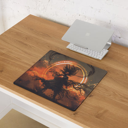 Gamer Mouse Pad Orange Black For Gaming Desk Setup Dark Fantasy Moba Art Digital Painting Style