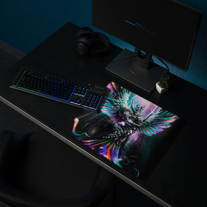 Multicolor Fantasy Warrior Gaming Mouse Pad For PC Desk Setup Large Size Non Slip Base Edge Stitching