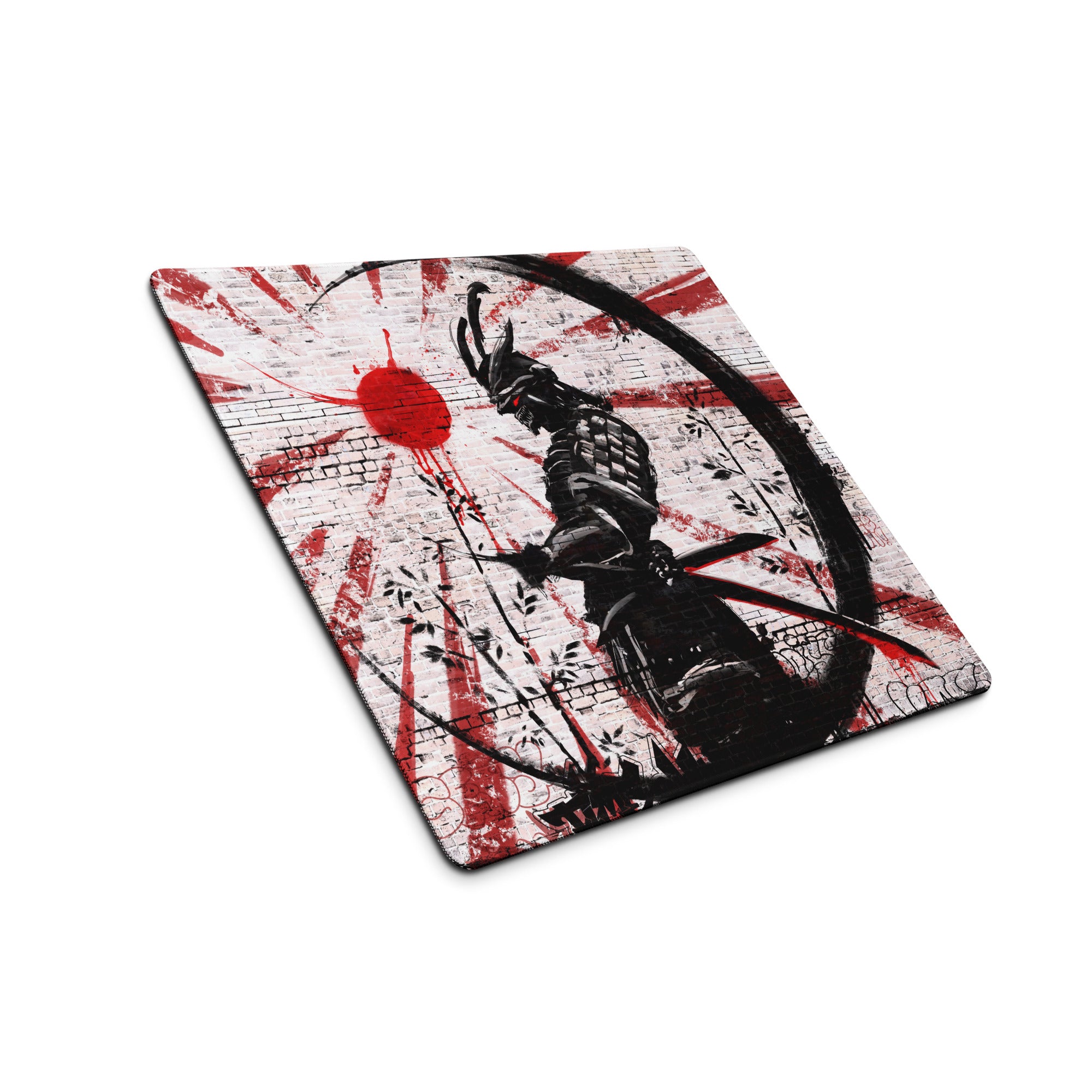 Gaming Mouse Pad Red Black For Desktop Setup Graffiti Style Large Non Slip Edge Stitching