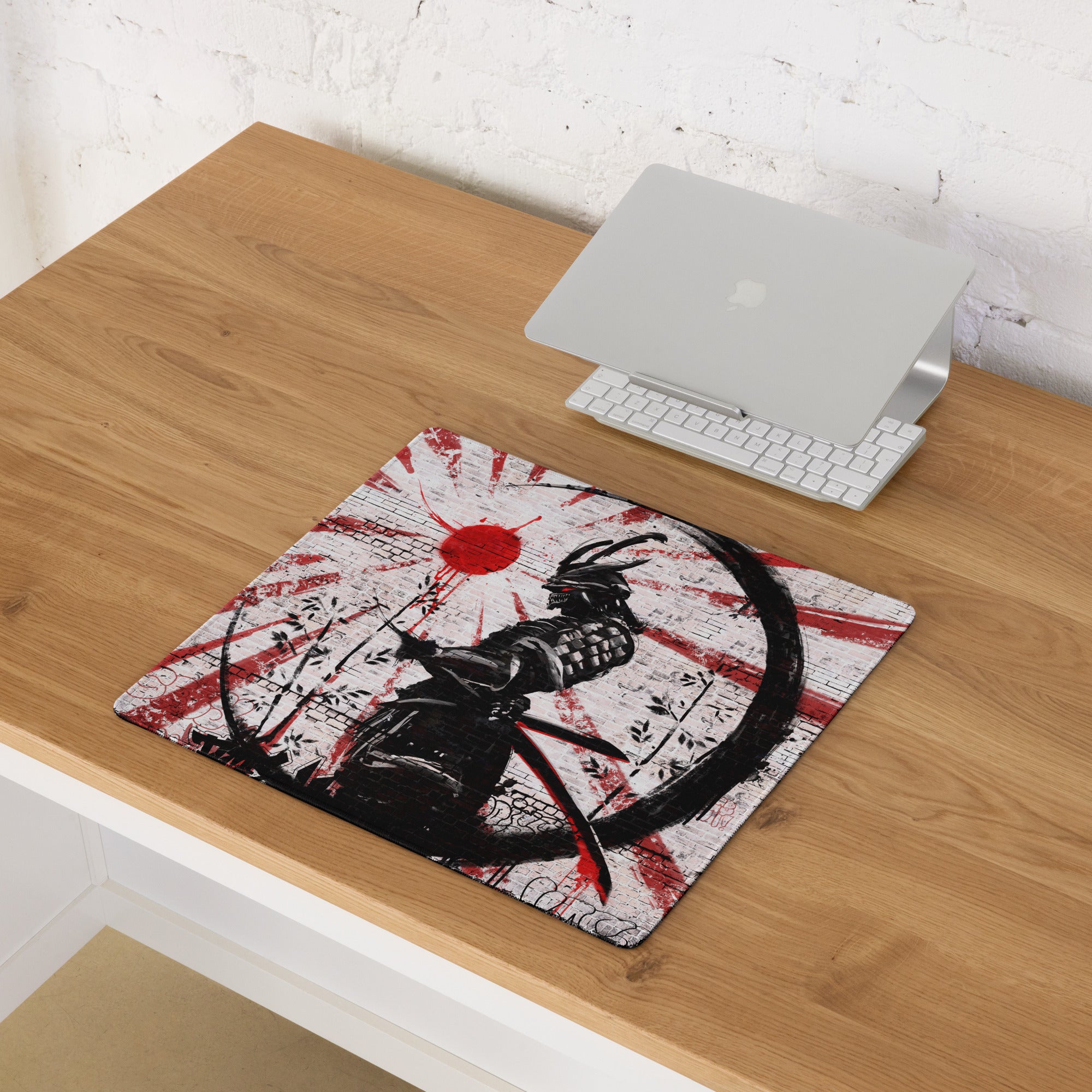 Gaming Mouse Pad Red Black For Desktop Setup Graffiti Style Large Non Slip Edge Stitching