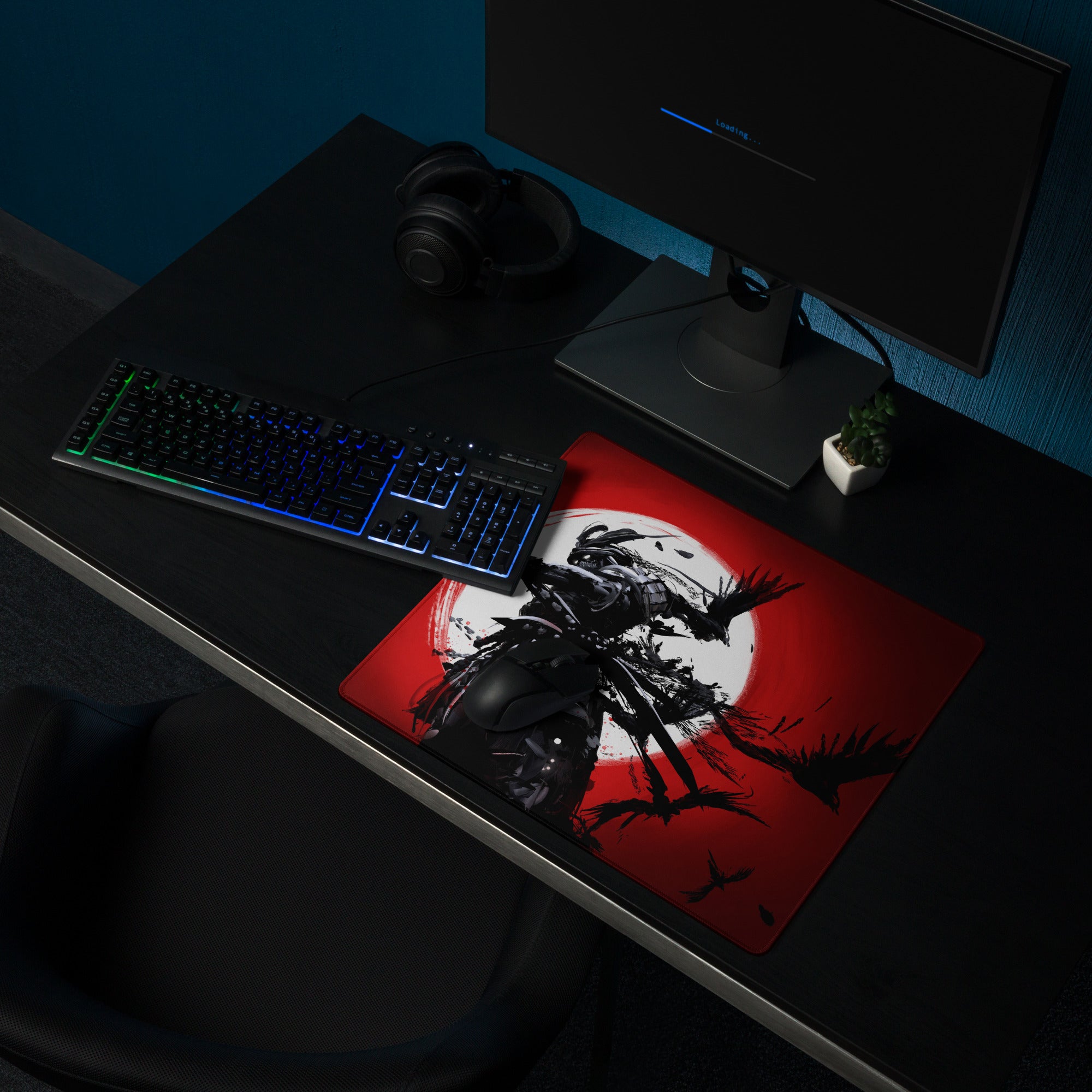 Red Black Abstract Battle Gaming Mouse Pad Large Size For Desktop Setup Non Slip Dynamic Brushstroke Art