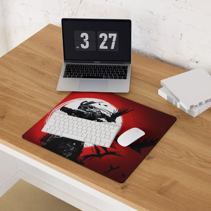 Red Black Abstract Battle Gaming Mouse Pad Large Size For Desktop Setup Non Slip Dynamic Brushstroke Art