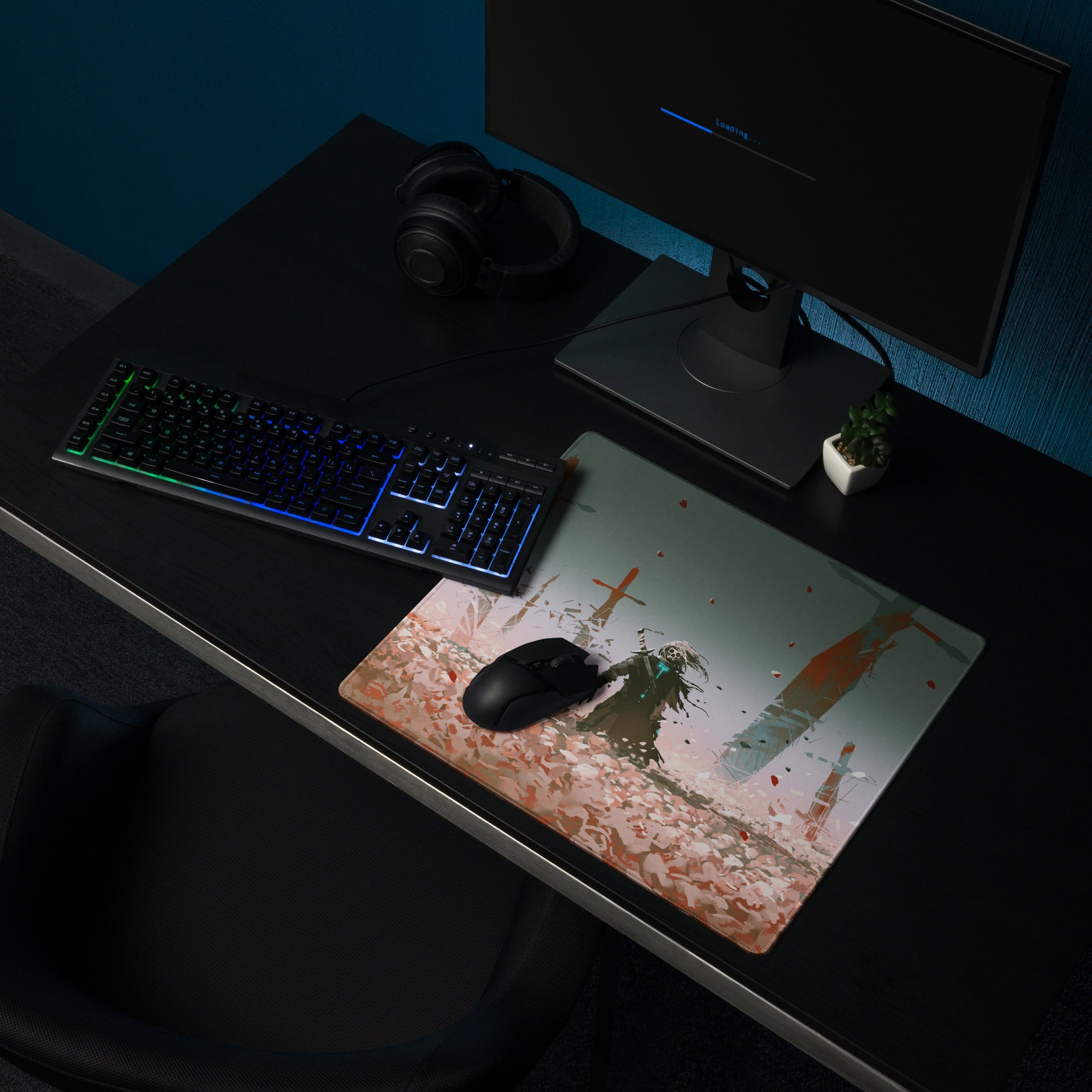 Gaming Mouse Pad Teal Pink Gradient For Desktop Setup Abstract Digital Art Futuristic Gamer Desk Mat