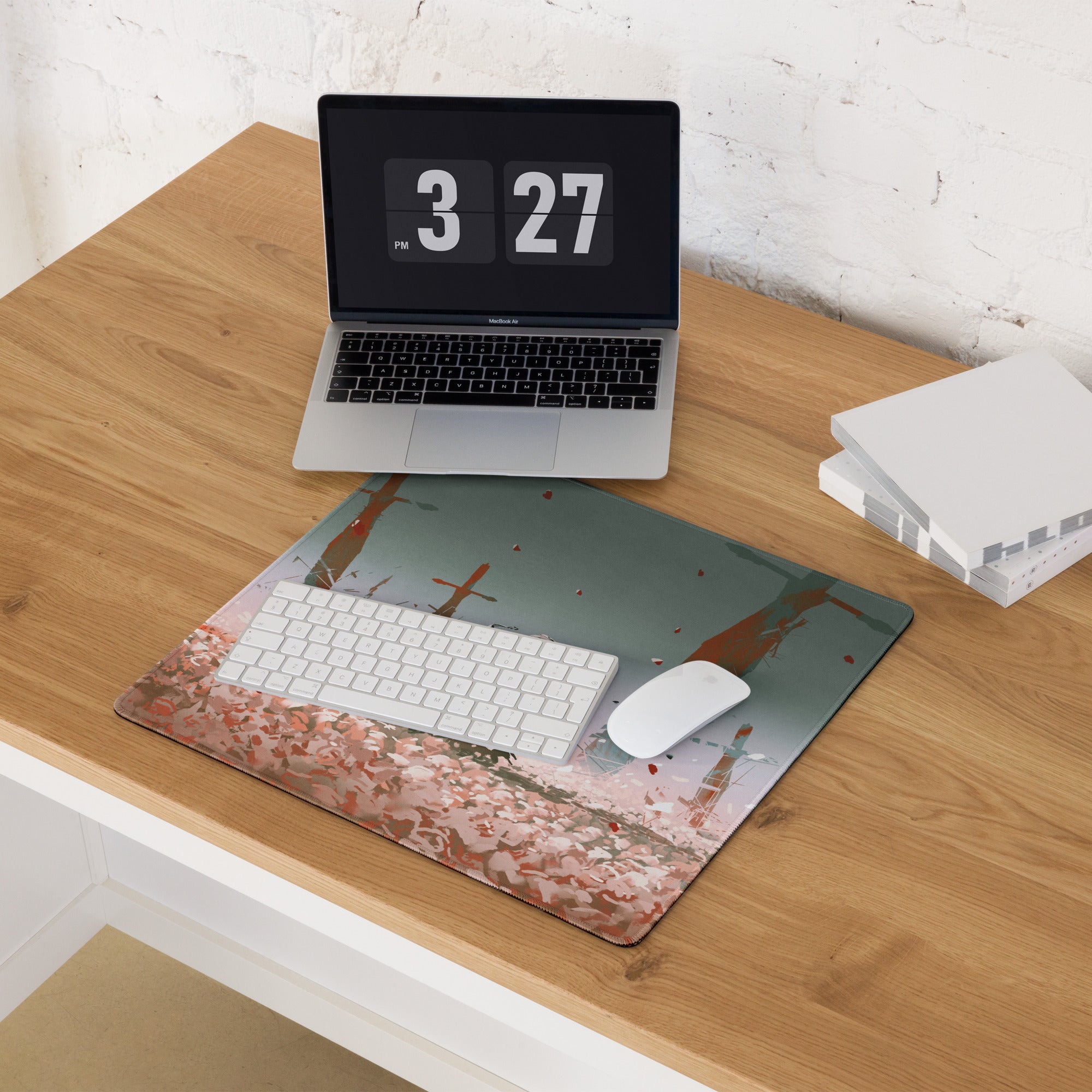 Gaming Mouse Pad Teal Pink Gradient For Desktop Setup Abstract Digital Art Futuristic Gamer Desk Mat