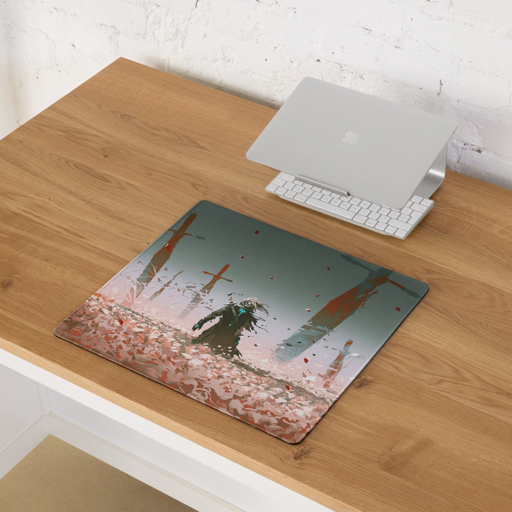 Gaming Mouse Pad Teal Pink Gradient For Desktop Setup Abstract Digital Art Futuristic Gamer Desk Mat