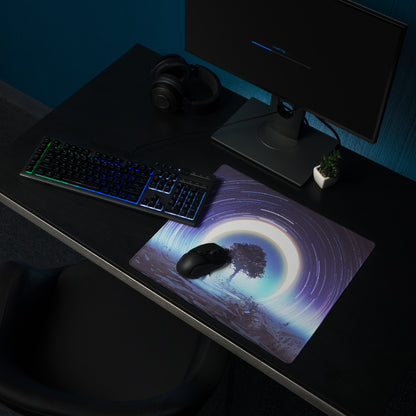 Gamer Mouse Pad Blue Purple Night Sky Cosmic Spiral For Gaming Setup Modern SciFi Art