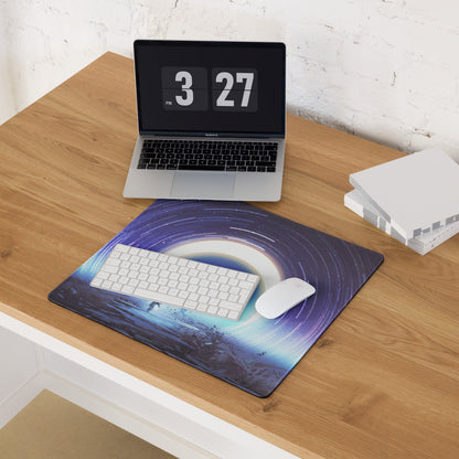 Gamer Mouse Pad Blue Purple Night Sky Cosmic Spiral For Gaming Setup Modern SciFi Art