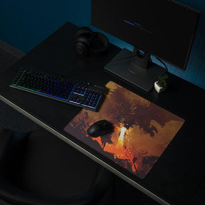 Gamer Mouse Pad Fiery Orange Black Large Size for Gaming Desk Setup Edge Stitching Non Slip