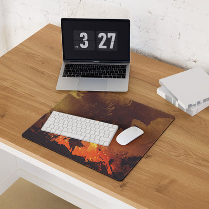 Gamer Mouse Pad Fiery Orange Black Large Size for Gaming Desk Setup Edge Stitching Non Slip
