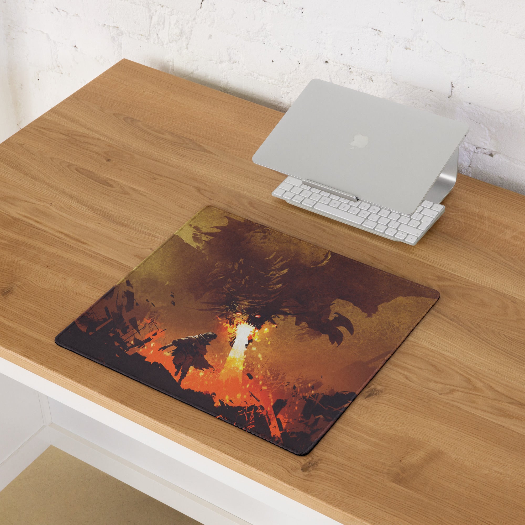 Gamer Mouse Pad Fiery Orange Black Large Size for Gaming Desk Setup Edge Stitching Non Slip