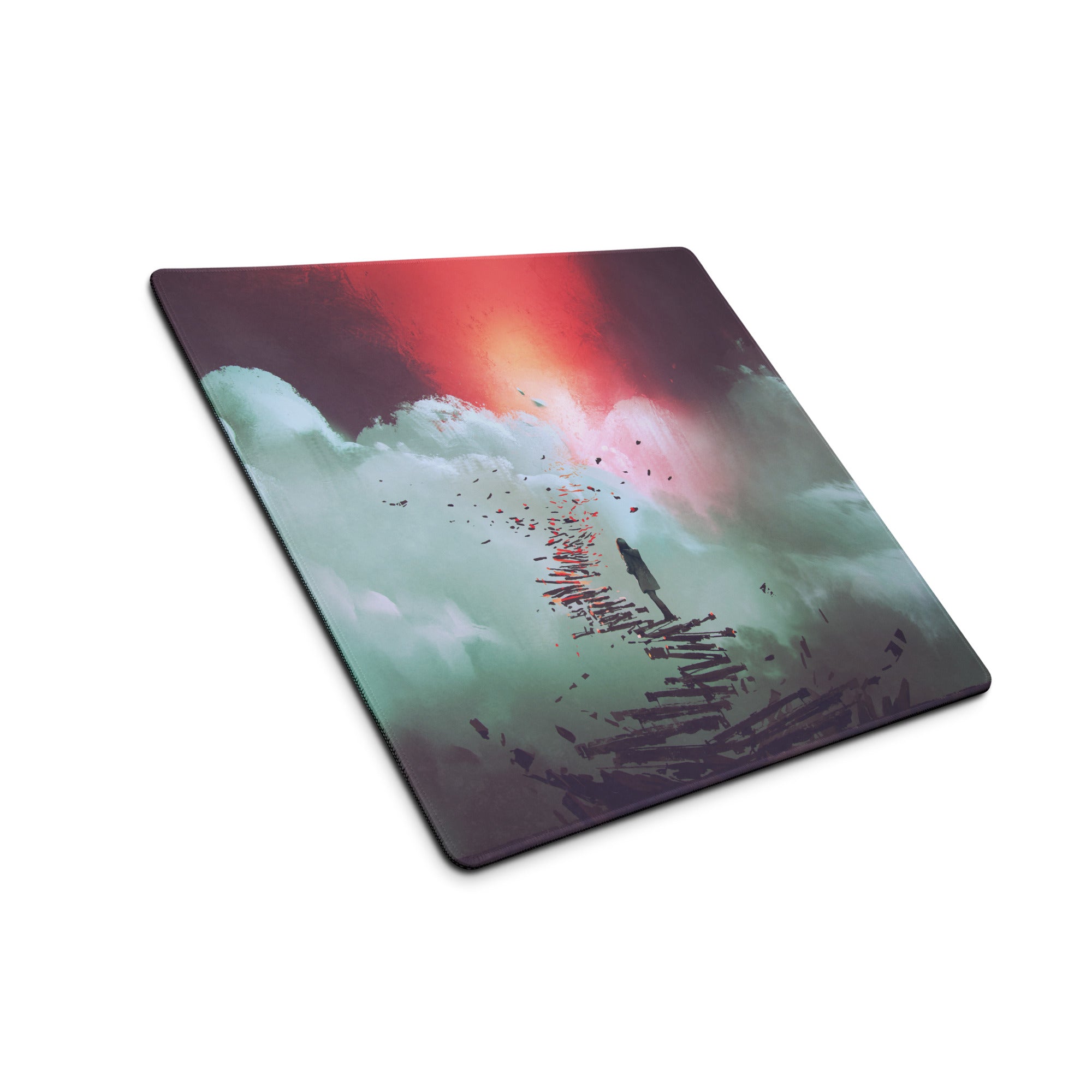 Gaming Mouse Pad Teal Pink Purple Sunset Nebula Art For Gaming Desk Setup Modern Digital Art Cosmic Mood