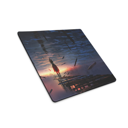 Gaming Mouse Pad Navy Blue Sunset Orange For Gaming Setup Cinematic Digital Art Desk Mat Moody Esports Decor