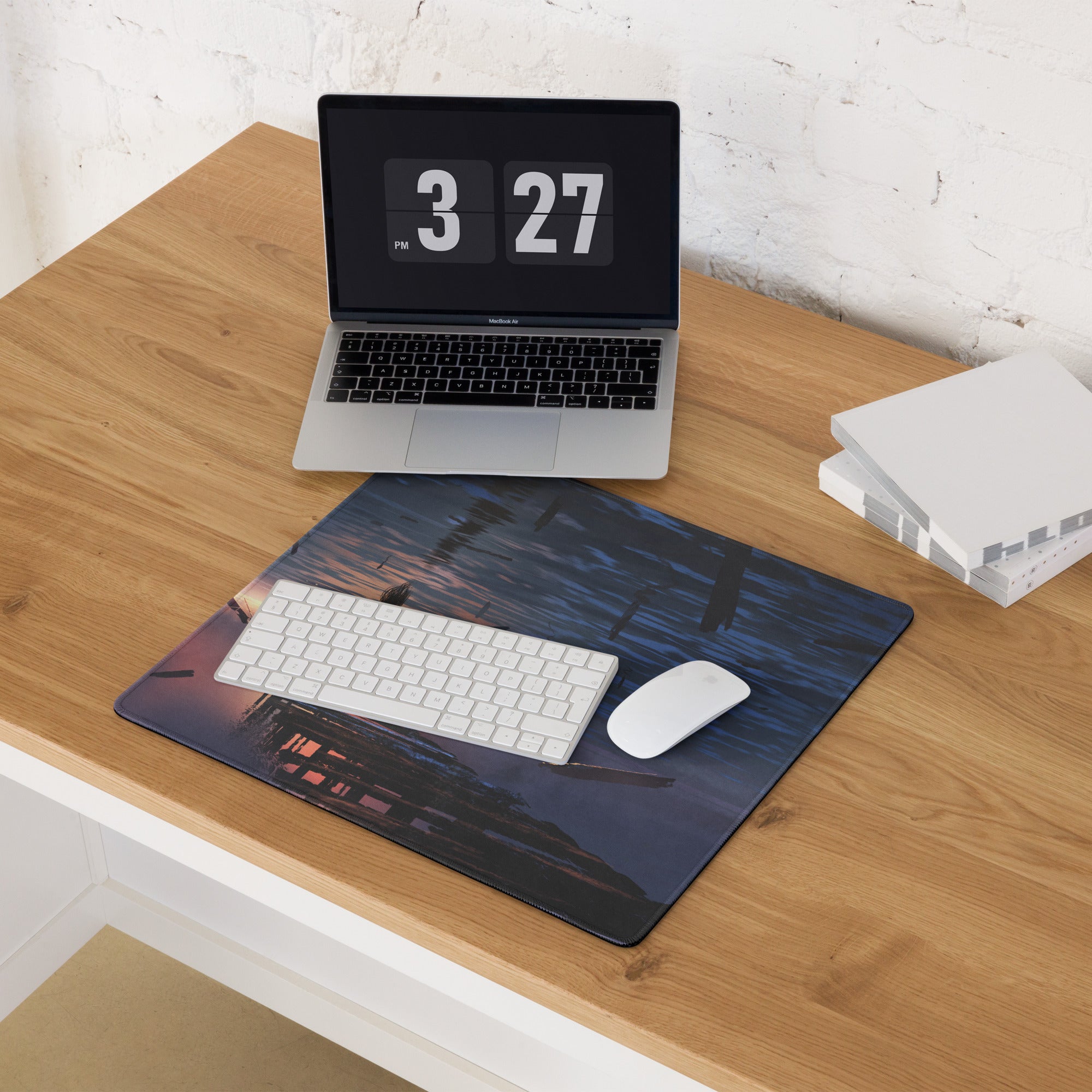 Gaming Mouse Pad Navy Blue Sunset Orange For Gaming Setup Cinematic Digital Art Desk Mat Moody Esports Decor