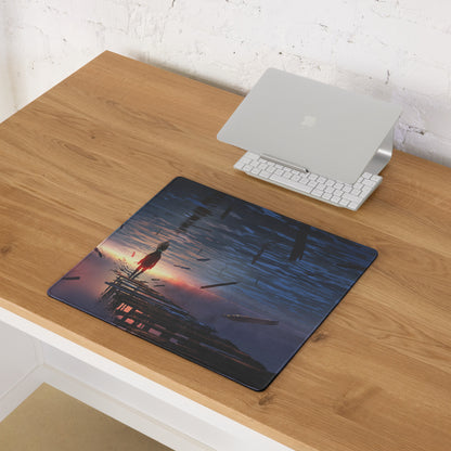 Gaming Mouse Pad Navy Blue Sunset Orange For Gaming Setup Cinematic Digital Art Desk Mat Moody Esports Decor