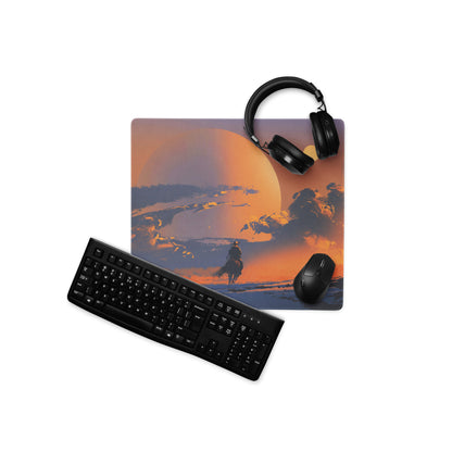 Orange Purple Blue Sunset Gamer Mouse Pad Large Non Slip Desk Mat For Gaming Setup Atmospheric Digital Art