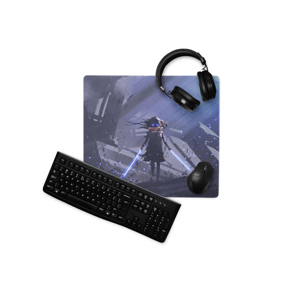 Blue Neon Cyberpunk Gaming Mouse Pad For Desktop Setup Large Non Slip Desk Mat With Futuristic Art