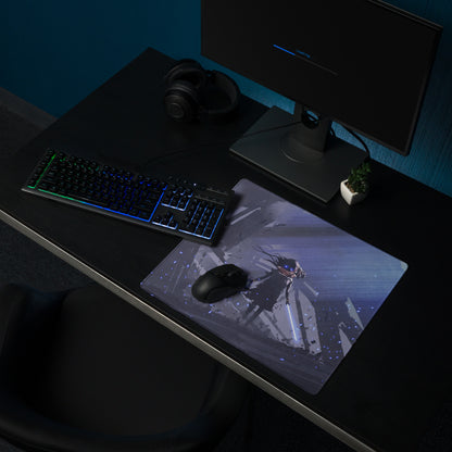 Blue Neon Cyberpunk Gaming Mouse Pad For Desktop Setup Large Non Slip Desk Mat With Futuristic Art