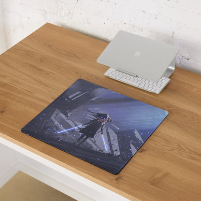 Blue Neon Cyberpunk Gaming Mouse Pad For Desktop Setup Large Non Slip Desk Mat With Futuristic Art
