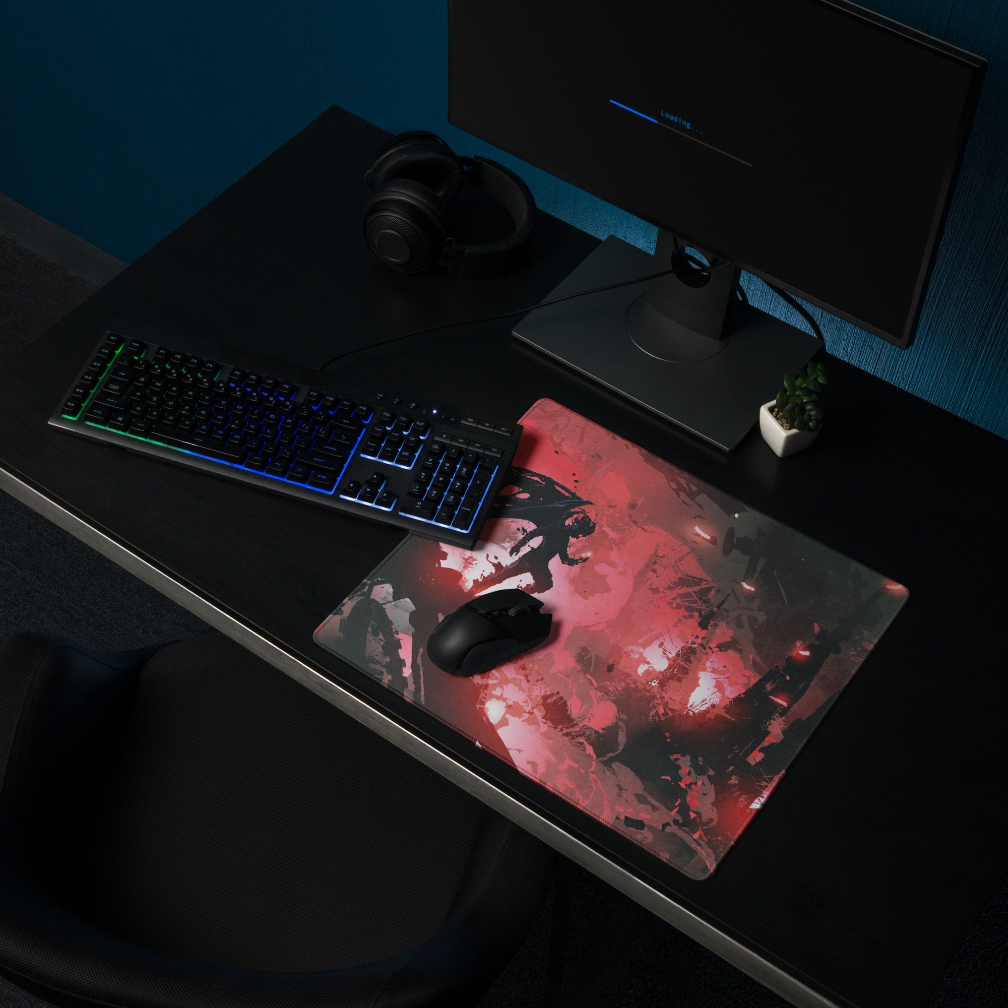 Gaming Mouse Pad Red And Black For Gaming Desk Modern Abstract Style Dynamic Esports Decor Digital Art