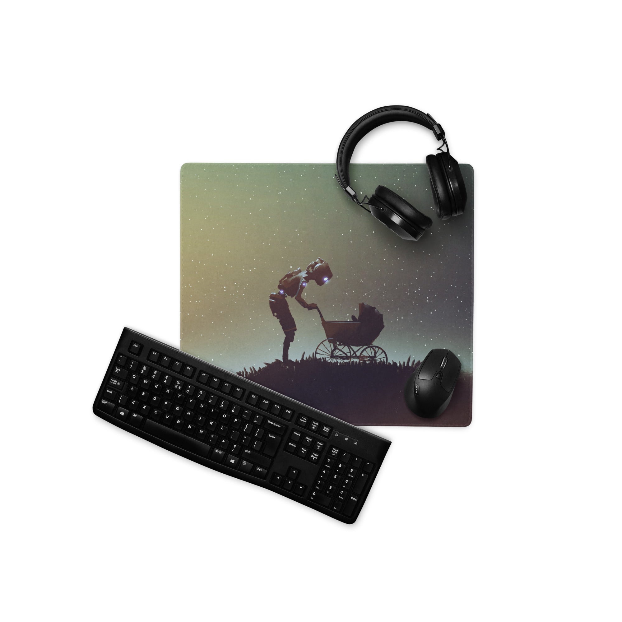 Space Gradient Galaxy Gaming Mouse Pad For Desk Setup Starry Night Sci-Fi Art Digital Illustration