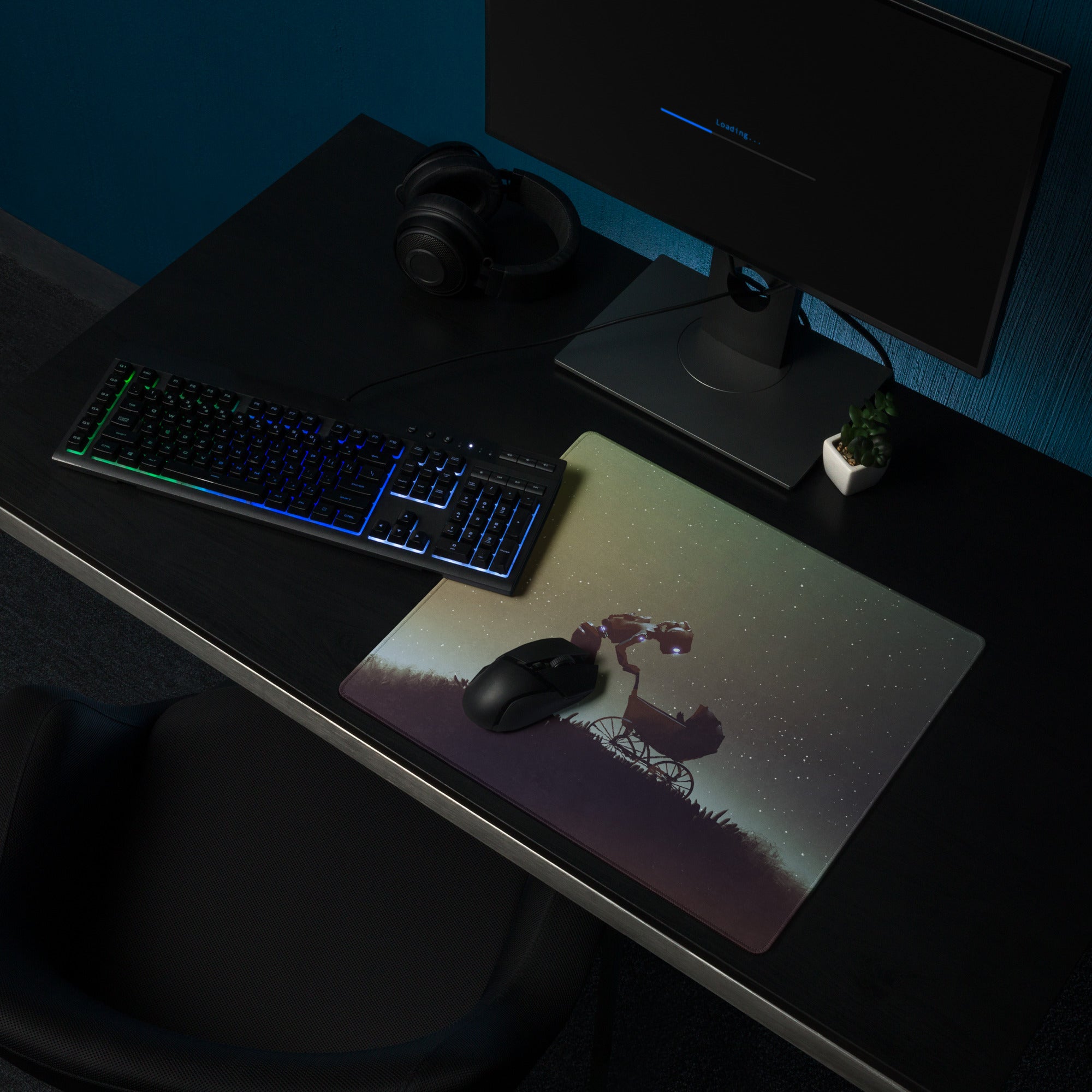 Space Gradient Galaxy Gaming Mouse Pad For Desk Setup Starry Night Sci-Fi Art Digital Illustration