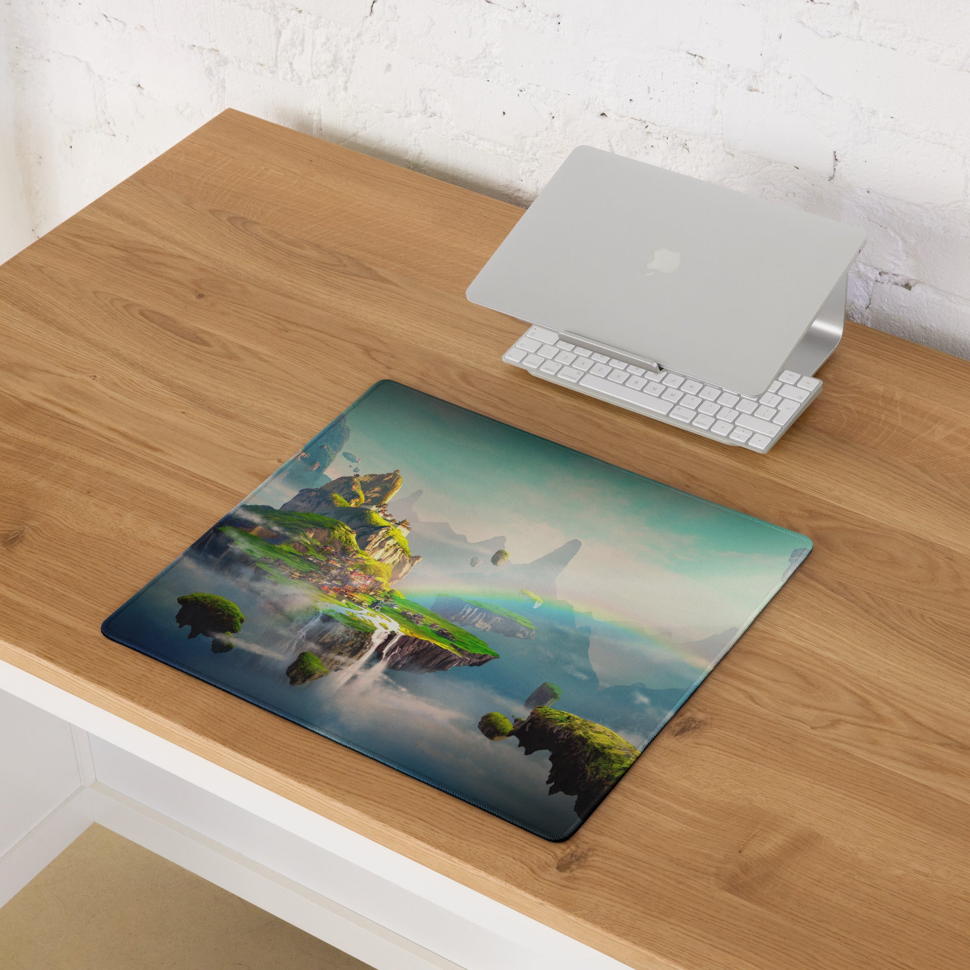 Gaming Mouse Pad Blue Teal Fantasy Landscape For Gaming Desk Style Immersive Mood Digital Artwork
