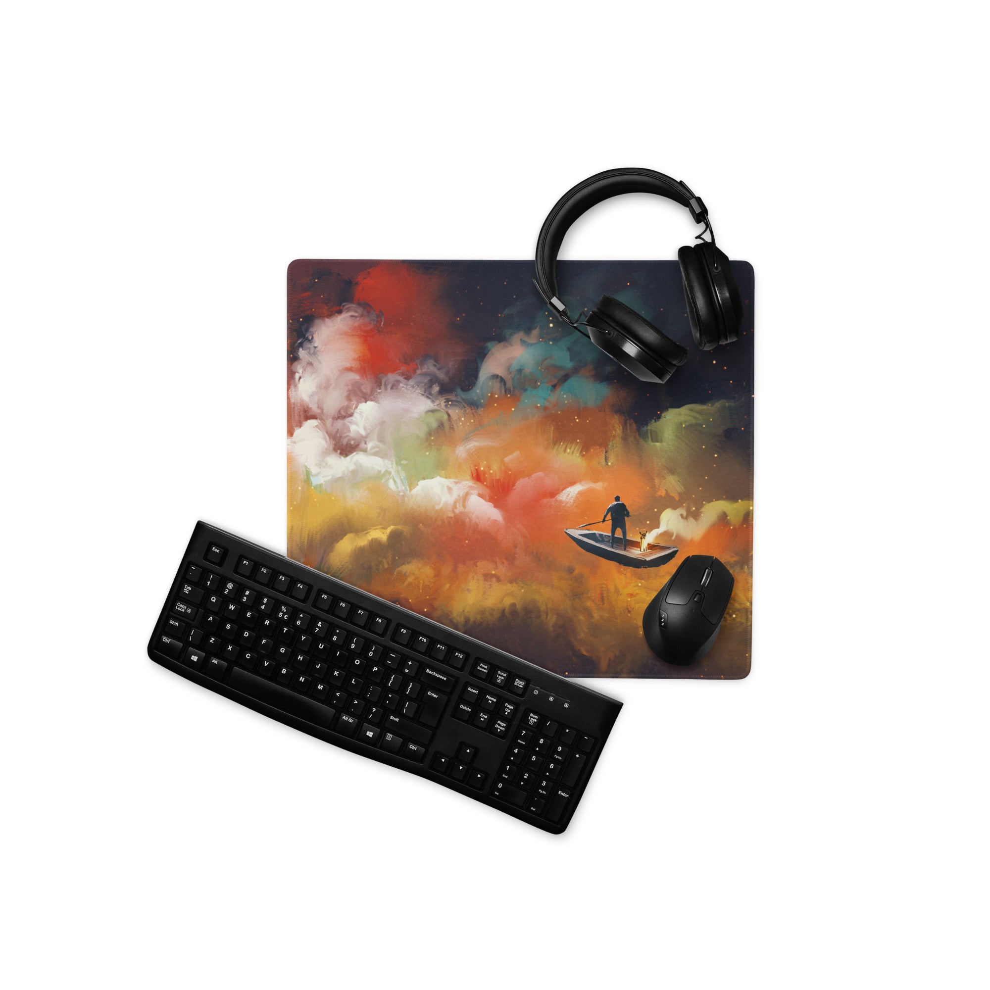 Gamer Mouse Pad Orange Blue Teal For Gaming Desk Abstract Art Epic Cinematic Mood Digital Painting