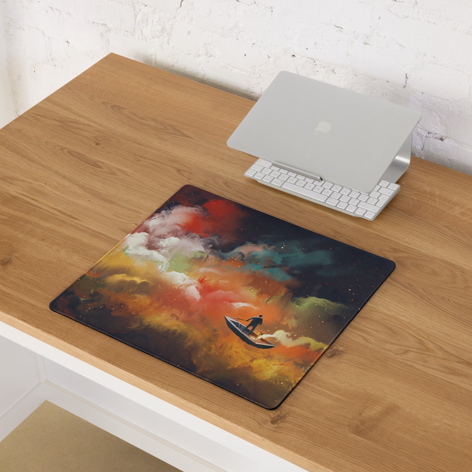 Gamer Mouse Pad Orange Blue Teal For Gaming Desk Abstract Art Epic Cinematic Mood Digital Painting