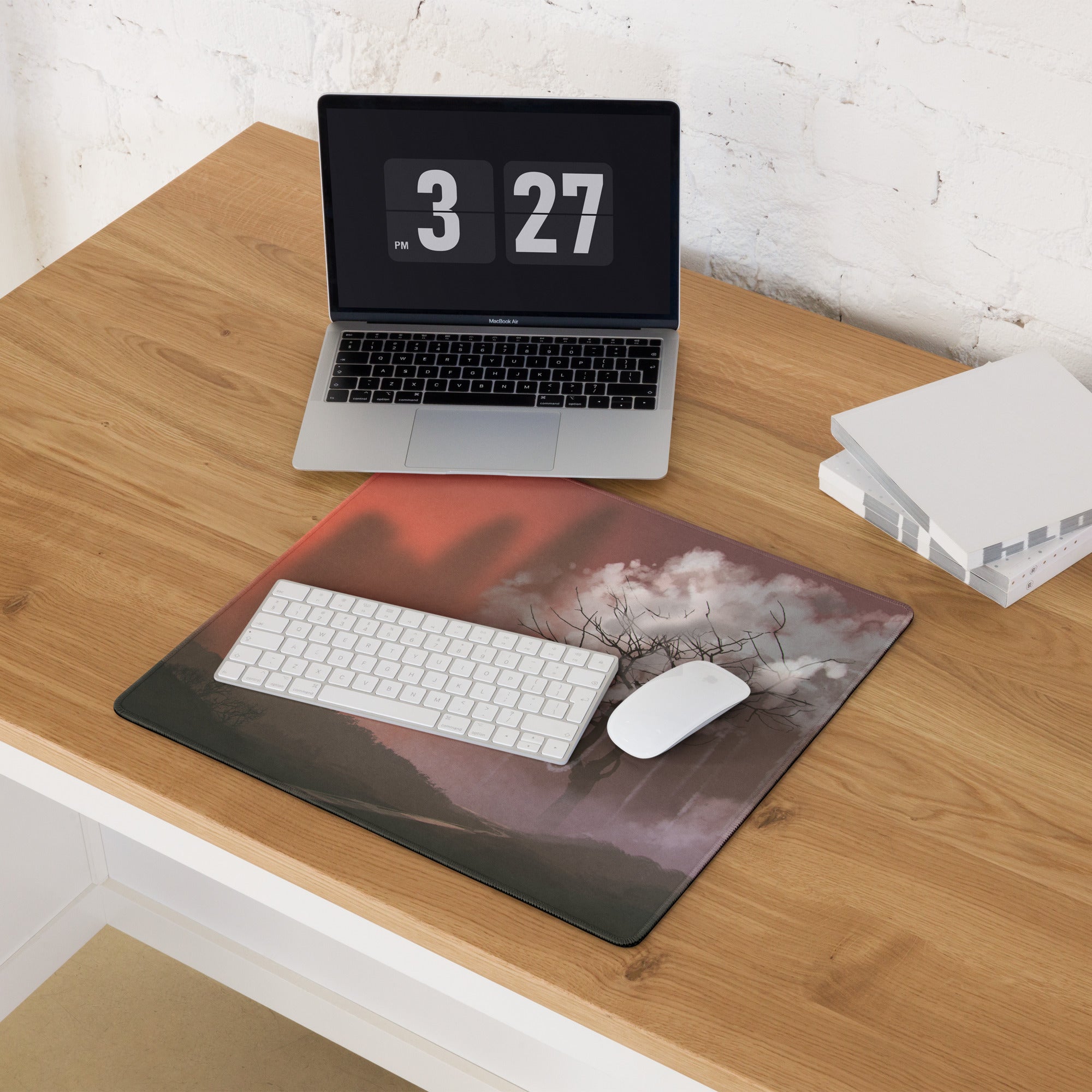 Gamer Mouse Pad Red Orange Sky Large Desk Mat For Gaming Setup Landscape Photography