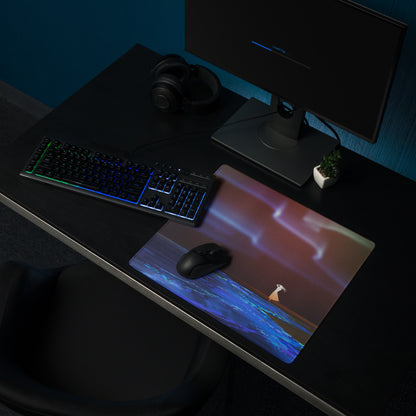 Space Themed Gaming Mouse Pad Large Desk Mat In Deep Blue Purple Hues Non Slip Edge Stitching Immersive Celestial Style