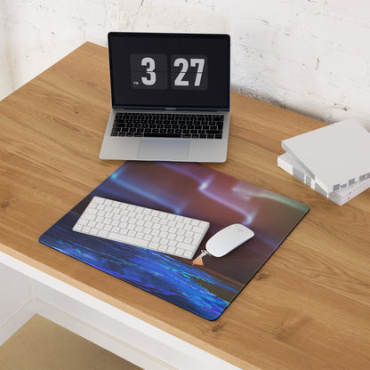 Space Themed Gaming Mouse Pad Large Desk Mat In Deep Blue Purple Hues Non Slip Edge Stitching Immersive Celestial Style