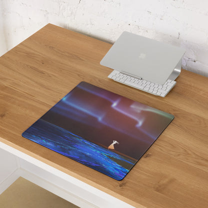Space Themed Gaming Mouse Pad Large Desk Mat In Deep Blue Purple Hues Non Slip Edge Stitching Immersive Celestial Style