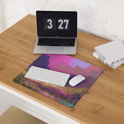 Abstract Landscape Purple Pink Gaming Desk Mouse Pad Painterly Art Vibrant Mood Modern Decor Watercolor Style