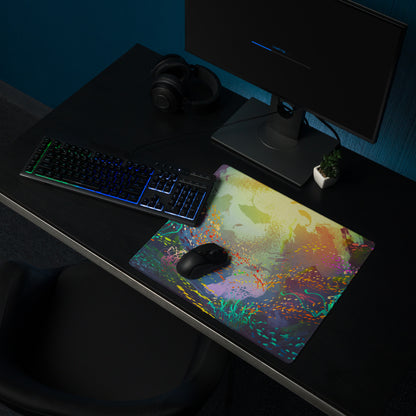 Gaming Mouse Pad Multicolor Desk Setup Esports Style Abstract Art Digital Paint Splatter