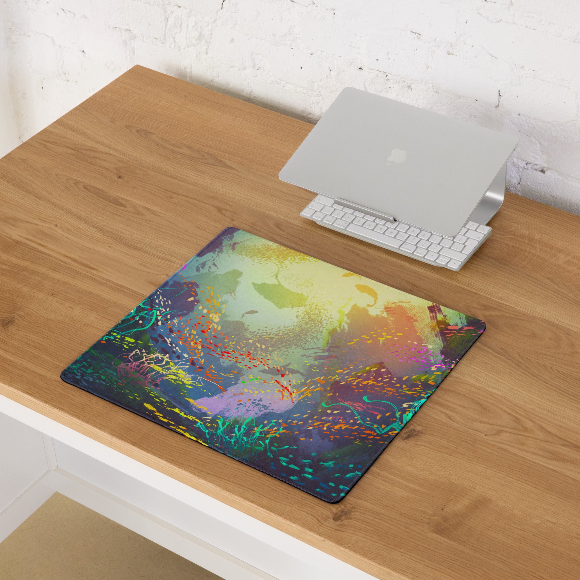 Gaming Mouse Pad Multicolor Desk Setup Esports Style Abstract Art Digital Paint Splatter