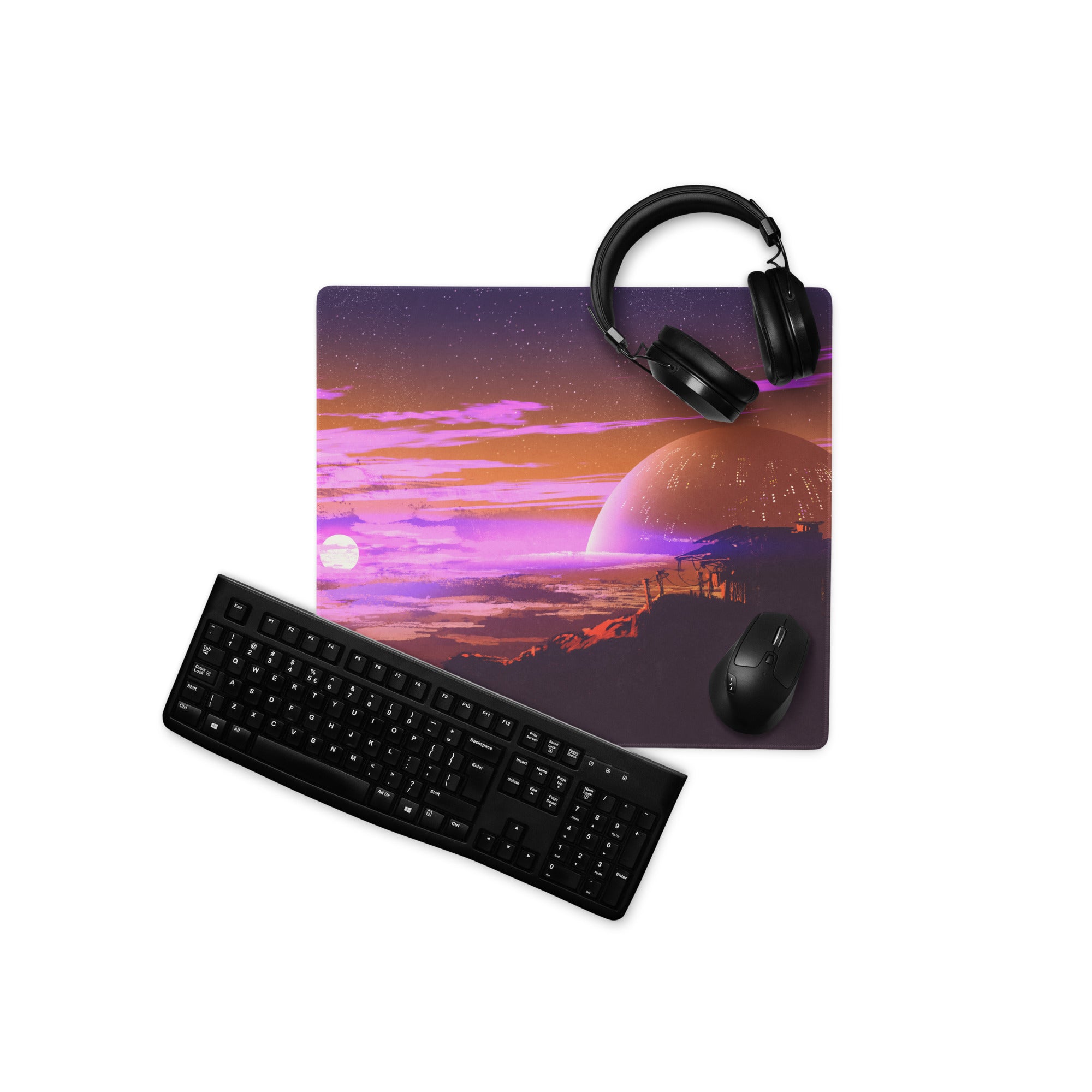 Purple Pink Galaxy Gaming Mouse Pad Large Non Slip Desk Mat For Gaming Setup Futuristic Space Digital Art