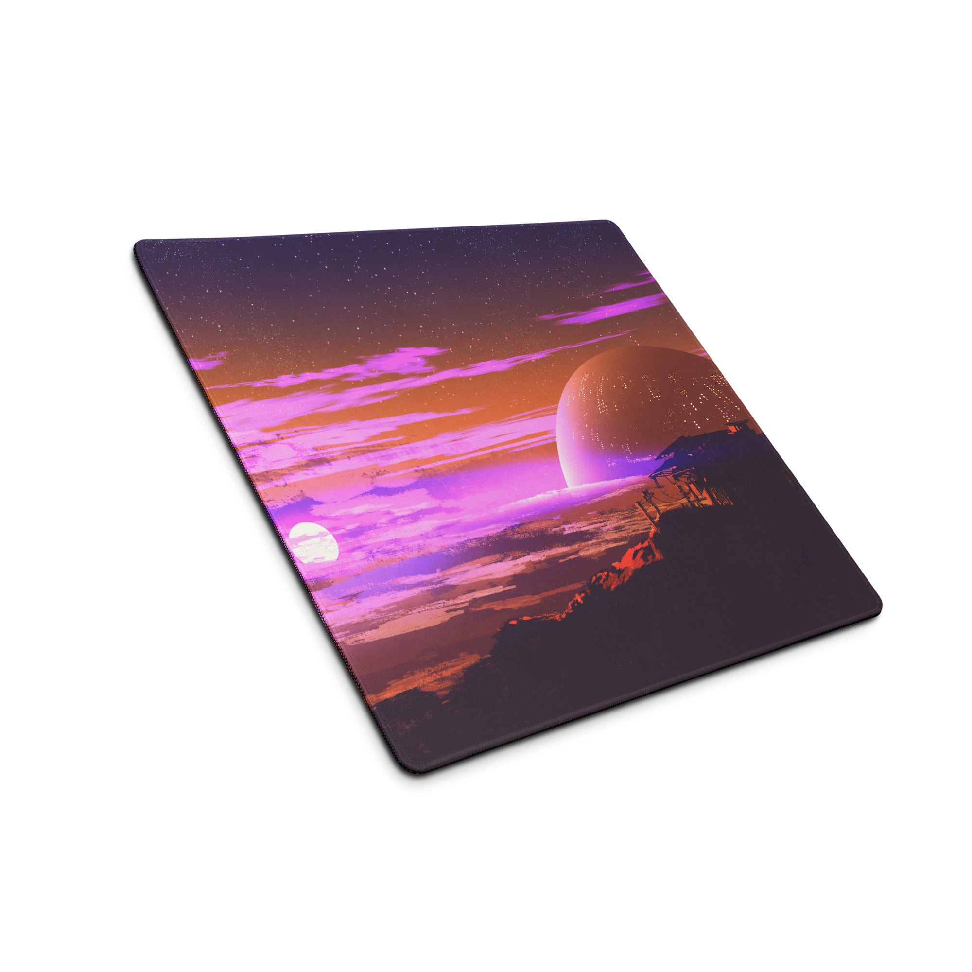 Purple Pink Galaxy Gaming Mouse Pad Large Non Slip Desk Mat For Gaming Setup Futuristic Space Digital Art