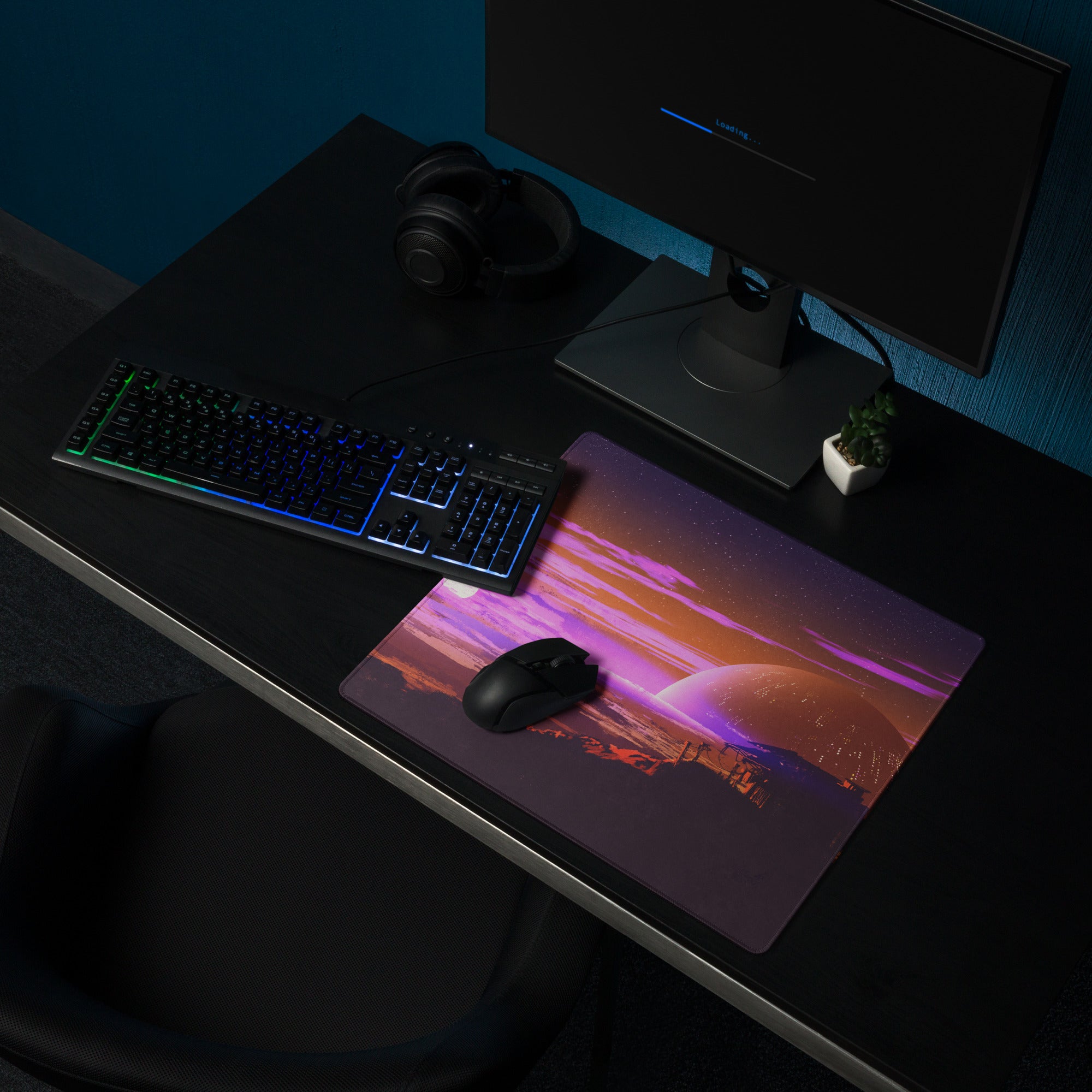 Purple Pink Galaxy Gaming Mouse Pad Large Non Slip Desk Mat For Gaming Setup Futuristic Space Digital Art