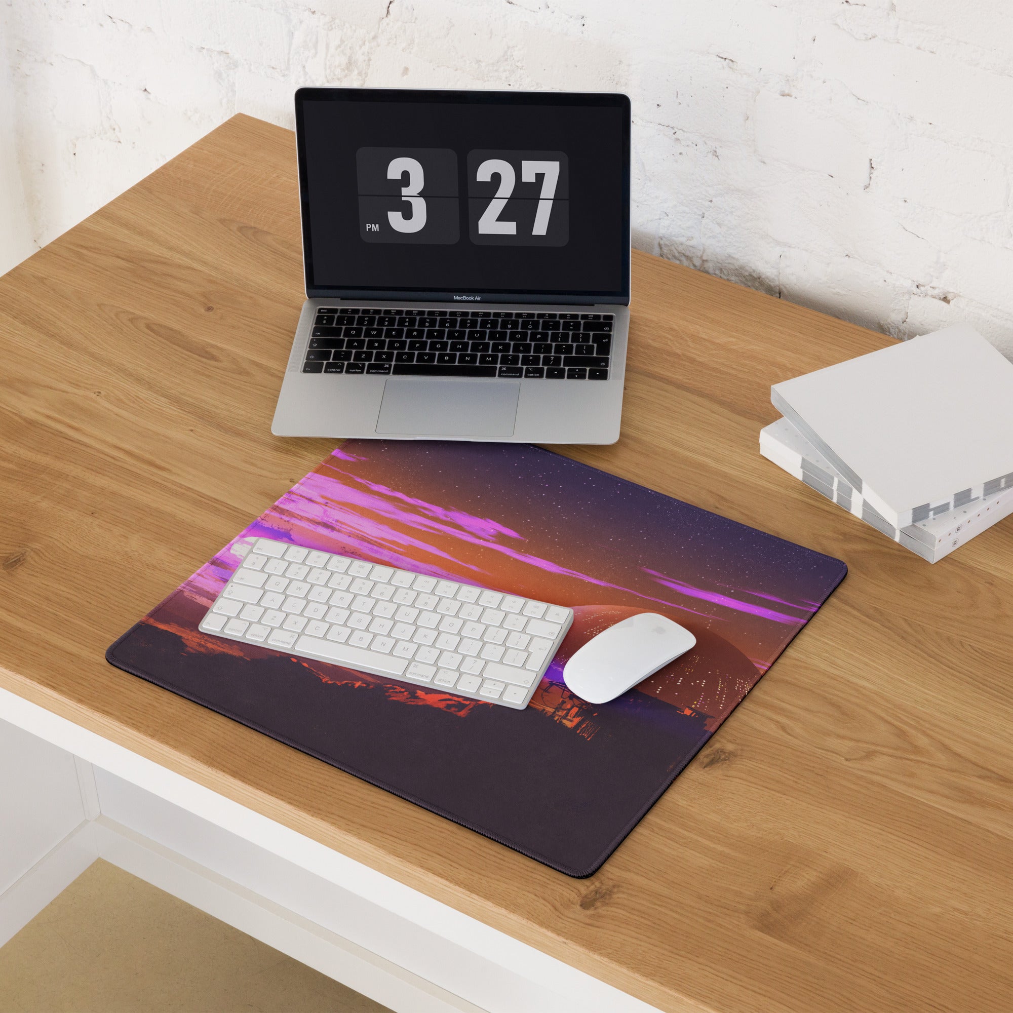 Purple Pink Galaxy Gaming Mouse Pad Large Non Slip Desk Mat For Gaming Setup Futuristic Space Digital Art
