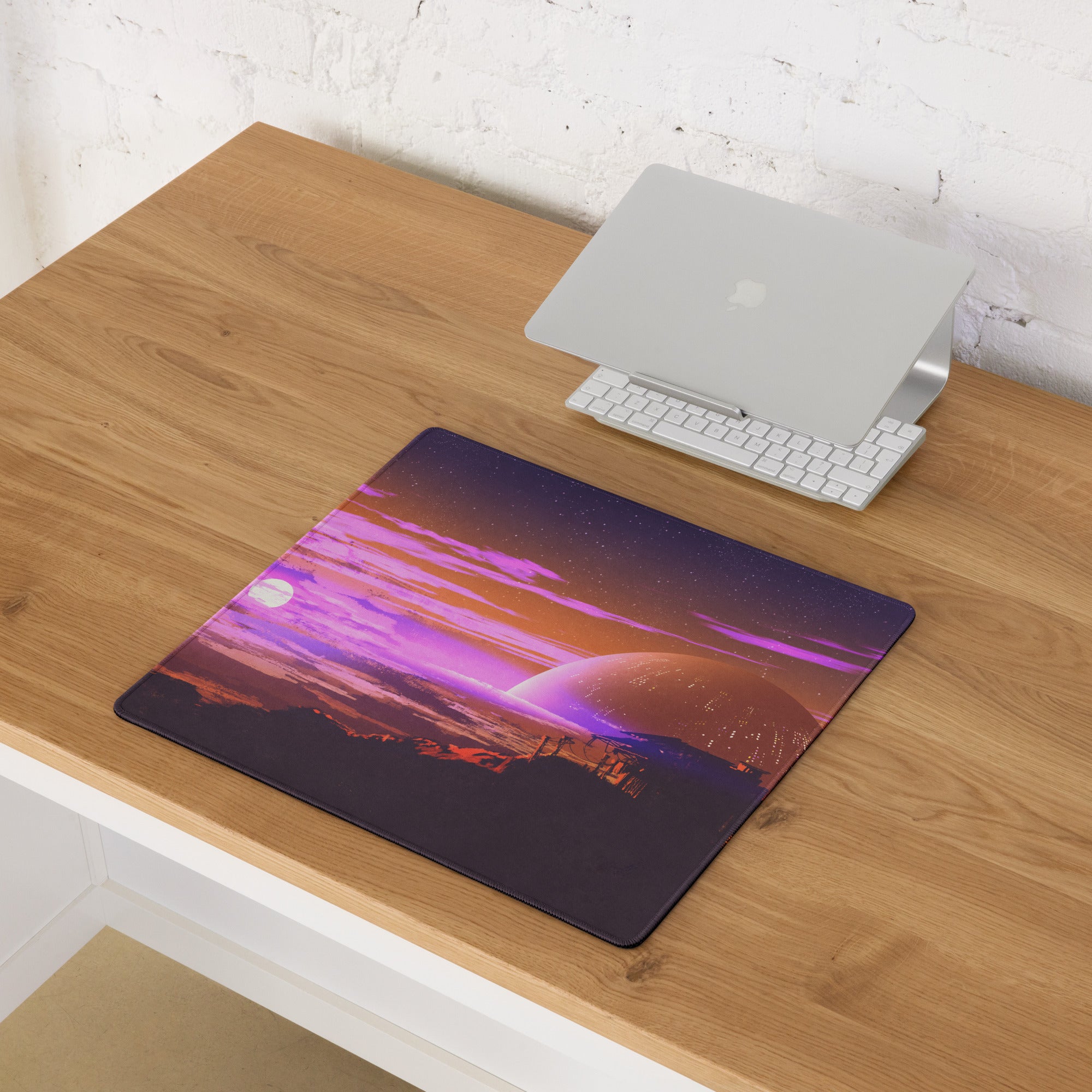 Purple Pink Galaxy Gaming Mouse Pad Large Non Slip Desk Mat For Gaming Setup Futuristic Space Digital Art