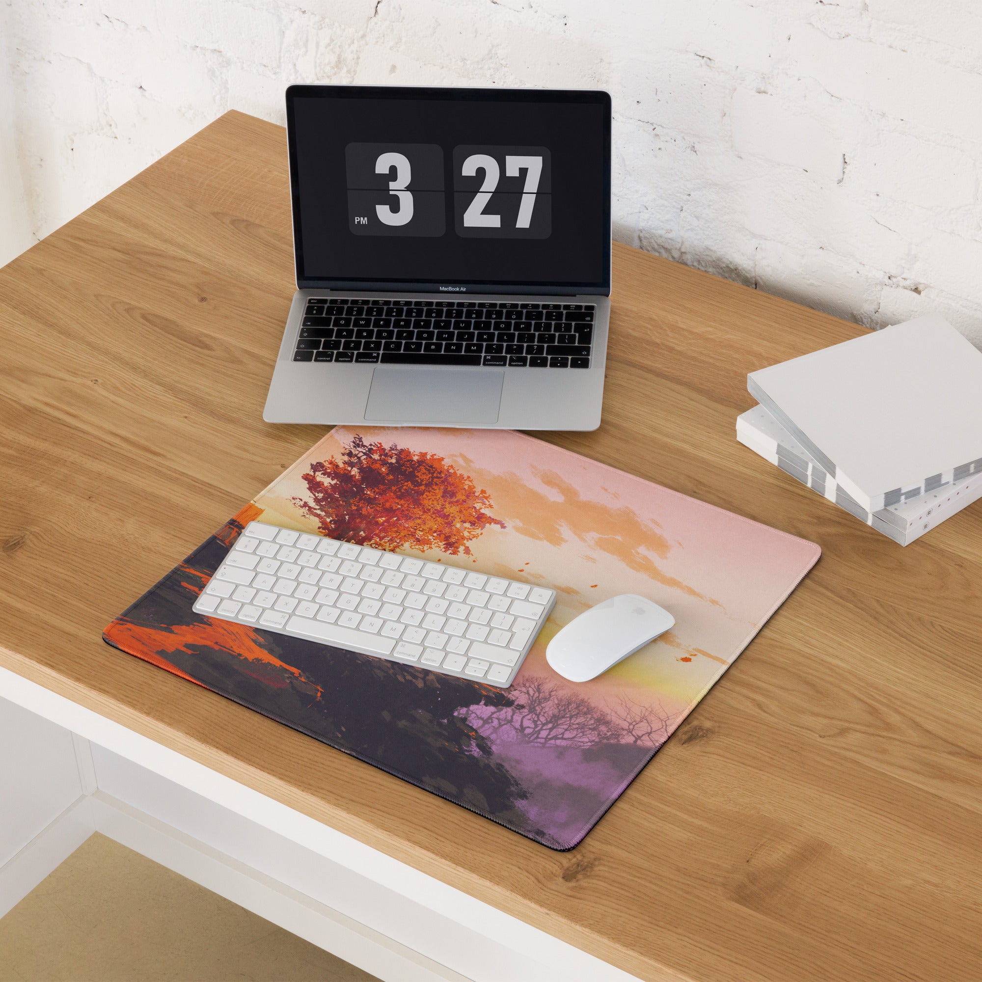 Gaming Mouse Pad Large Sunset Landscape In Orange Pink Purple For Desk Setup Modern Gradient Art