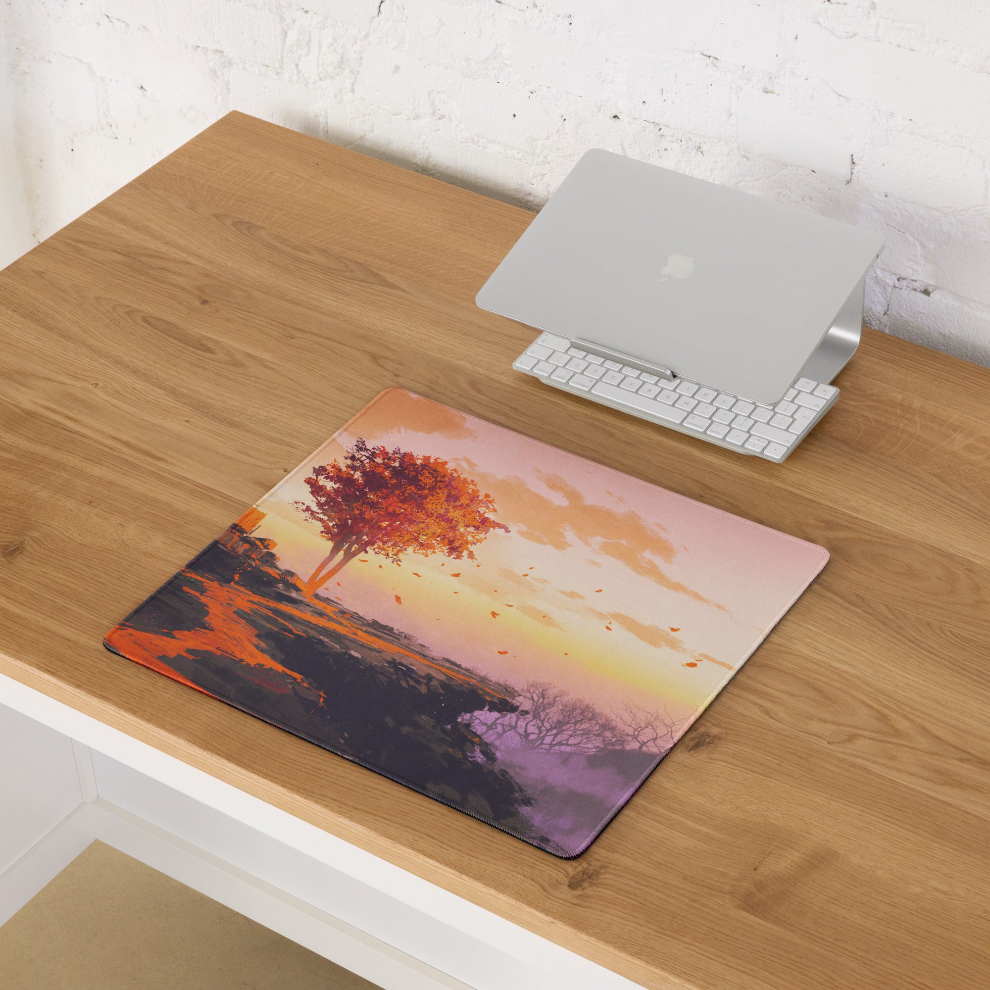 Gaming Mouse Pad Large Sunset Landscape In Orange Pink Purple For Desk Setup Modern Gradient Art