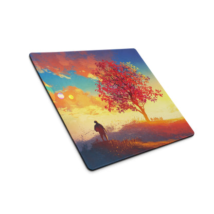 Gaming Mouse Pad Multicolor Sunset Blues Oranges For Desk Setup Vibrant Landscape Art Style
