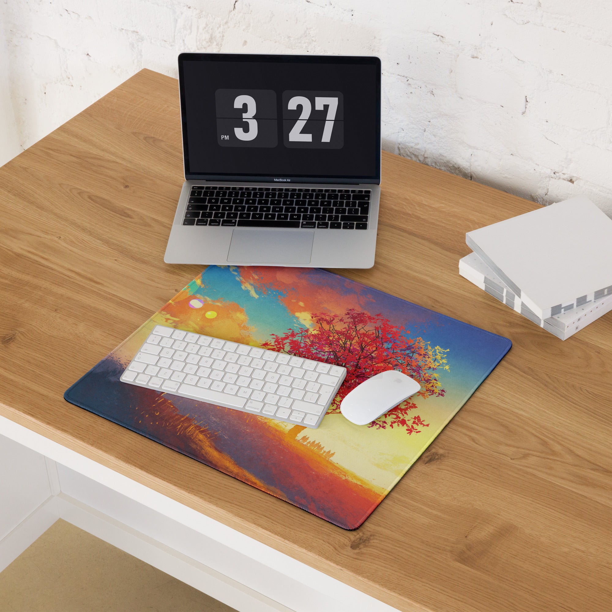 Gaming Mouse Pad Multicolor Sunset Blues Oranges For Desk Setup Vibrant Landscape Art Style
