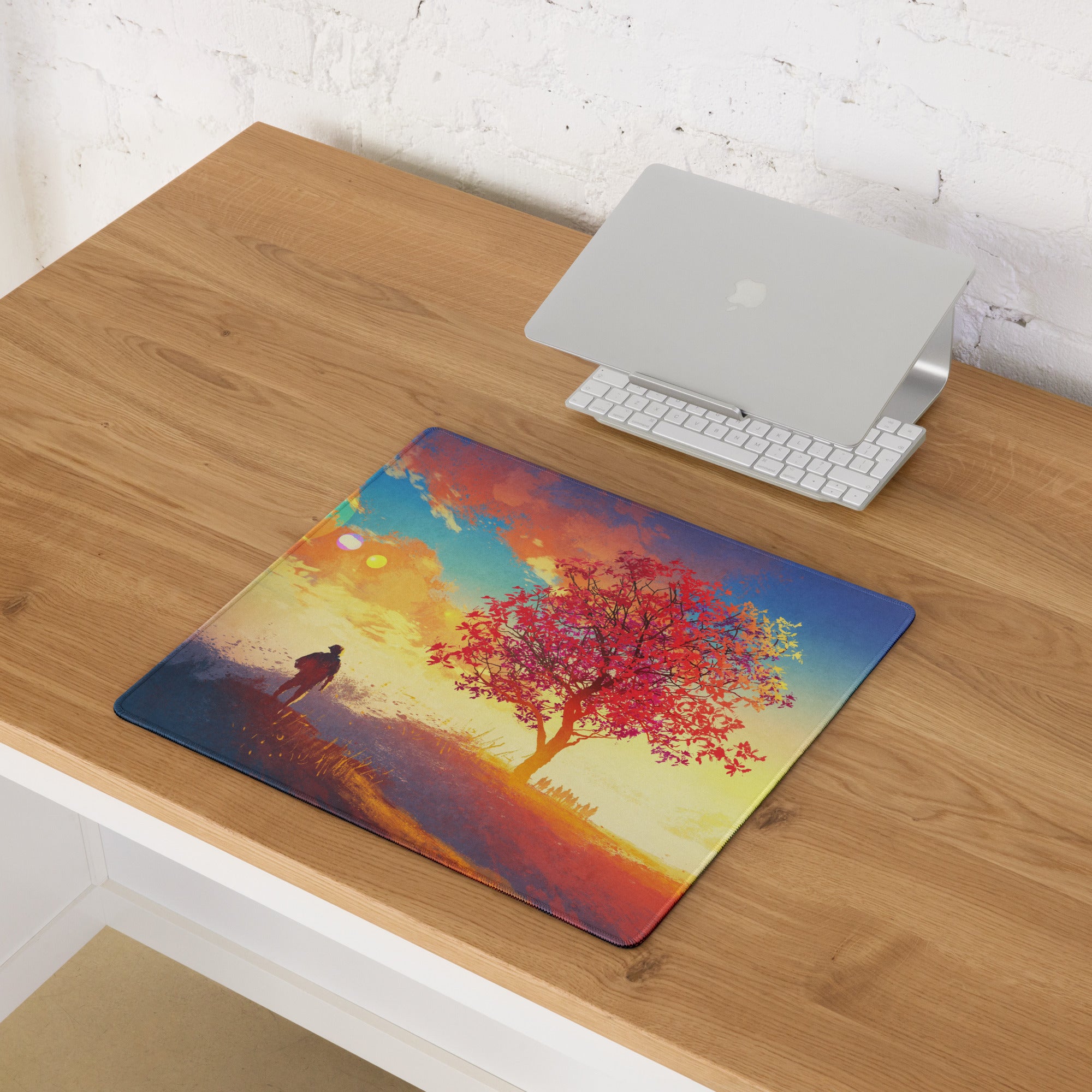 Gaming Mouse Pad Multicolor Sunset Blues Oranges For Desk Setup Vibrant Landscape Art Style