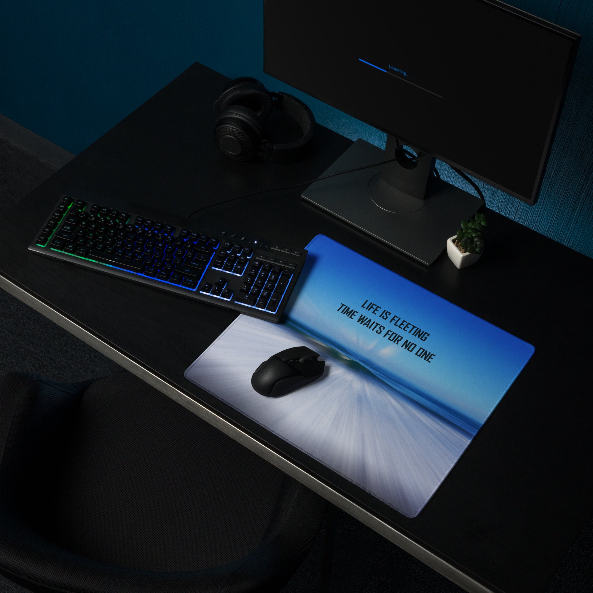 Motivational Mouse Pad Blue Gradient Desk Office Modern Bold Typography Inspiring Contemporary Home Office Digital Print