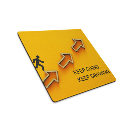 Yellow Motivational Mouse Pad Printed Keep Going Keep Growing Desk Accessory For Home Office Modern Minimal
