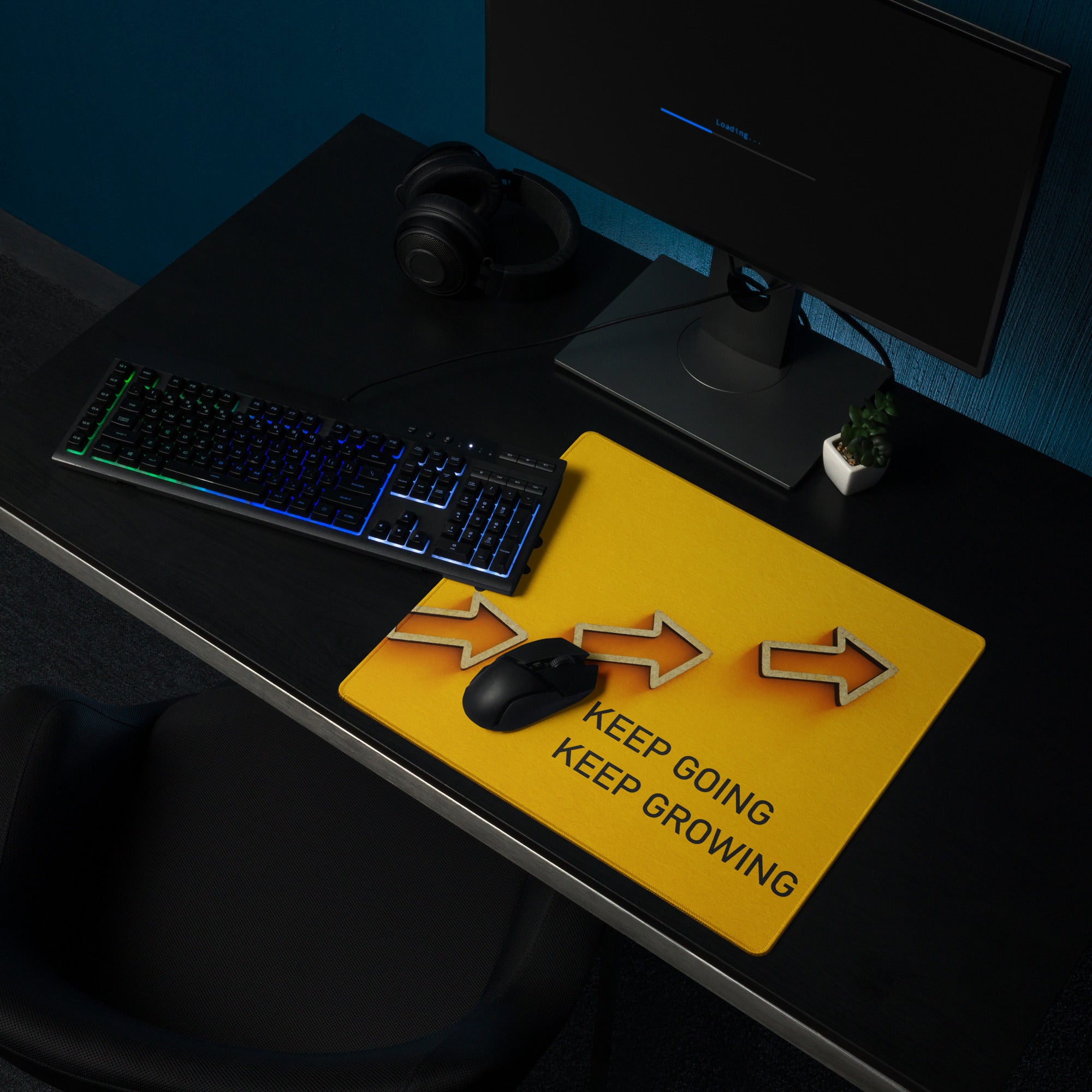 Yellow Motivational Mouse Pad Printed Keep Going Keep Growing Desk Accessory For Home Office Modern Minimal