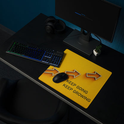 Yellow Motivational Mouse Pad Printed Keep Going Keep Growing Desk Accessory For Home Office Modern Minimal